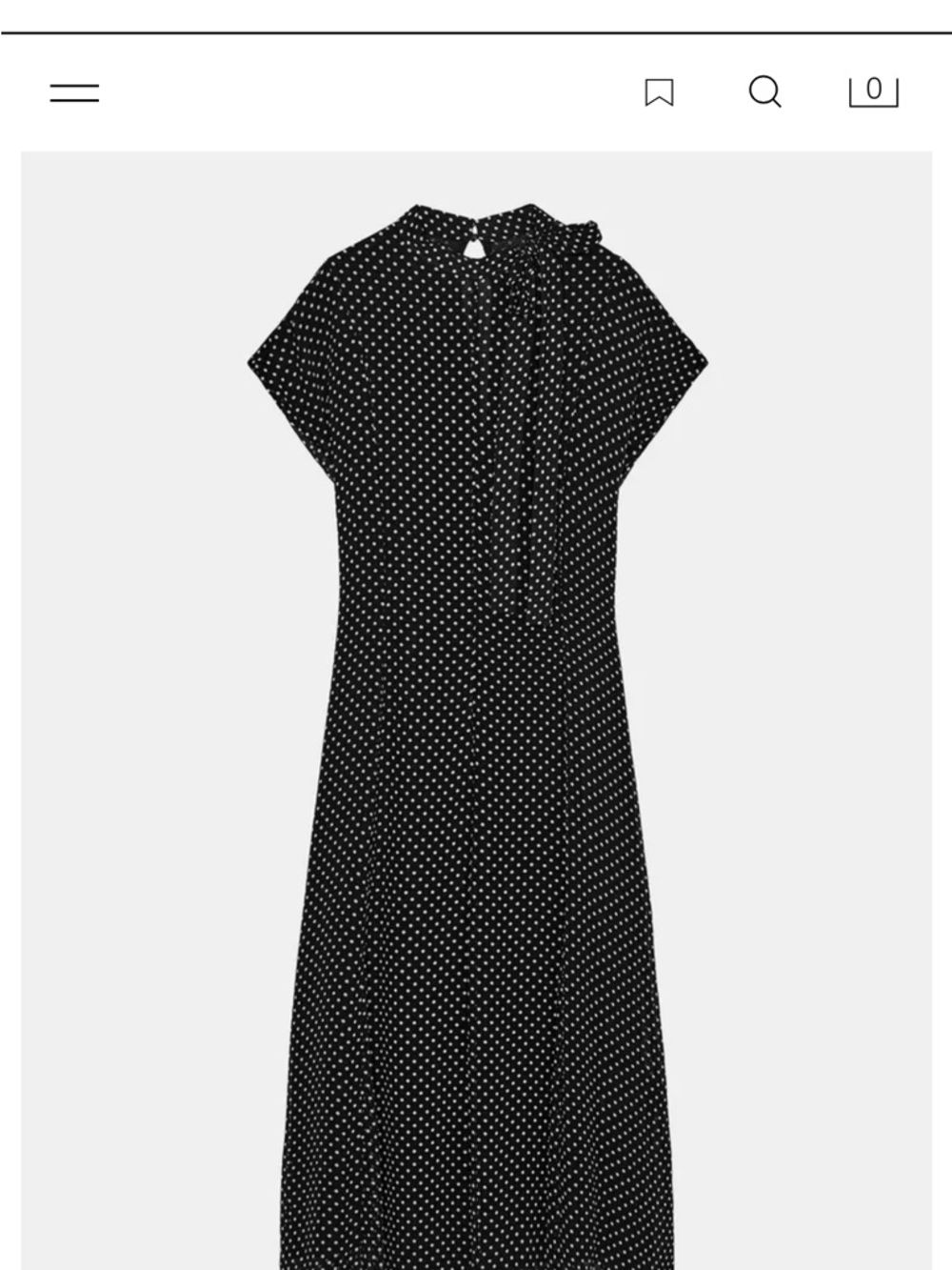 ZARA Black Polka Dot Tie-Neck Maxi Dress